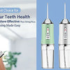 A collection of five portable rechargeable dental water flossers in various colors and finishes.