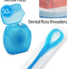 Reusable blue dental floss threaders packaged in a clear plastic tube for orthodontic use