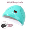 A teal professional UV/LED nail curing lamp with a digital display showing 8.8 and an attached USB cable.
