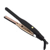 A black and rose gold professional ceramic flat iron tool.