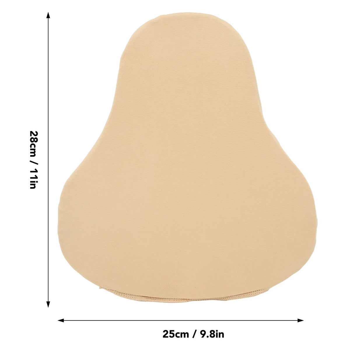 A beige lumbar molder compression support board shown from above with dimensions 28cm by 25cm.