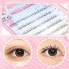 Before and after comparison of natural individual clusters for DIY eye enhancement lashes