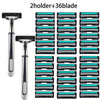 A set of 2 holders and 36 blades for a double blade replaceable shaver.