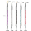 A set of precision nail art brushes with varying tip sizes and colored bristles for gel and acrylic polish application.
