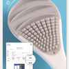 A white reusable tongue cleaner brush is shown next to a certificate detailing its antibacterial rate.