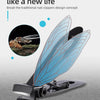 A professional stainless steel nail clippers design featuring a light blue, translucent wing-like blade.