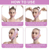 Instructions for using a V-Line Face Slimming Lifting Bandage on a woman's face