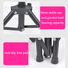 Black adjustable wig stand tripod with anti-slip foot pads for stable use and greater load-bearing capacity