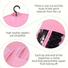 Pink wig storage bag with a hanger showing smooth zippers and metal knots on the tips.