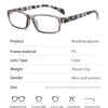Un juego de gafas para leer de PC claras para hombres y mujeres, con varios tamaños, sobre fondo blanco.