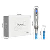 Dispositivo profesional de microneedling con sus componentes y dimensiones.