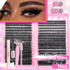 Pink lash extension kit featuring black wispy lashes for volume and thickness