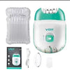 A set of VGR rechargeable electric epilators including the main unit, a hair removal device, and accessories.