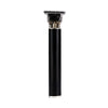 A black professional rechargeable hair clipper with a metal guard on top.
