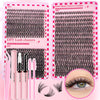 DIY lash clusters kit showing various lash styles and tools for eyelash extensions