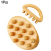 A natural wood gua sha roller with a handle and multiple rounded tools for facial massage.