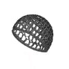 A dark gray knitted wrap cap bonnet for hair and sleeping.