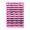 A pink plastic tray holding various sizes of mink false eyelashes for individual application.