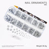 Kit de plástico transparente de ornamentos y diamantes brillantes para uñas con pincel y diamante de uña.