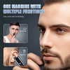 A man is shown using a rechargeable nose hair trimmer for precision grooming on his face.