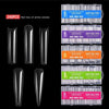 Boîte de 240 ongles press-on en forme de C allongés et transparents pour manucures DIY en diverses couleurs