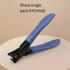 A single blue heavy duty stainless steel nail clipper is shown on a light surface.