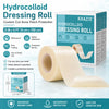 A roll of hydrocolloid dressing for acne protection shown next to its packaging and usage details.