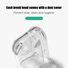 A clear replacement toothbrush head is shown against a white background.