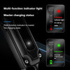 Diagram showing multi-function indicator lights for a professional rechargeable beard and hair trimmer, including charging st