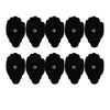 A set of twelve black self-adhesive conductive electrode pads arranged in two rows.