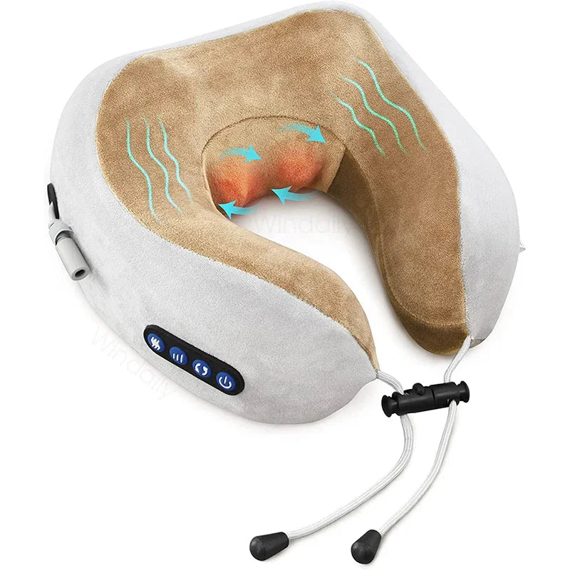 Graues Elektrostirn-Massagergerät mit konturierten Kopf- und Massagepunkten, sichtbaren Wärme- und Vibrationslinien.