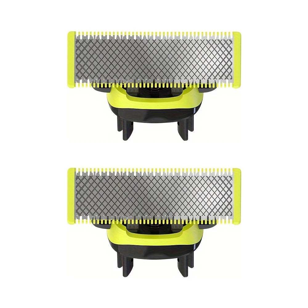 A set of universal replacement razor blades with black and yellow plastic holders.