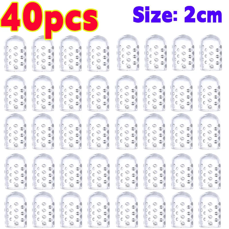 40 pieces of clear silicone toe covers used for foot protection
