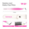 Pince à cils en extension ombre rose-blanc en acier inoxydable modèle TP-07 avec affichage détaillé et facile à saisir