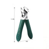 A pair of green ergonomic beveled nail clippers with silver metal blades shown in a side view.