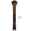 A long, double-ended contouring makeup brush with a wooden handle and synthetic bristles.