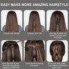 A six-step guide showing how to use a hair styling tool kit for creating various hairstyles.