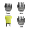 A collection of multi-head body and beard trimmer shaver attachments in various sizes: 2mm, 6mm, and 4mm.