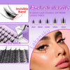Close-up of manga style invisible lash clusters and foil back eyelash extensions for eye makeup