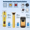 A rechargeable large capacity battery and electric hair clipper shown with various charging options.