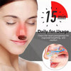 A woman is using a portable infrared nasal therapy device to clear nasal passages for improved breathing and comfort.