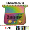 A single ChameleonFX professional replaceable blade for trimmers and clippers, featuring a multicolored blade and gold accent
