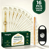 A package of 16 Miswak toothbrush sticks is shown next to a green label indicating a 16 pcs value pack.