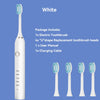 White electric toothbrush package including brush heads and charging cable