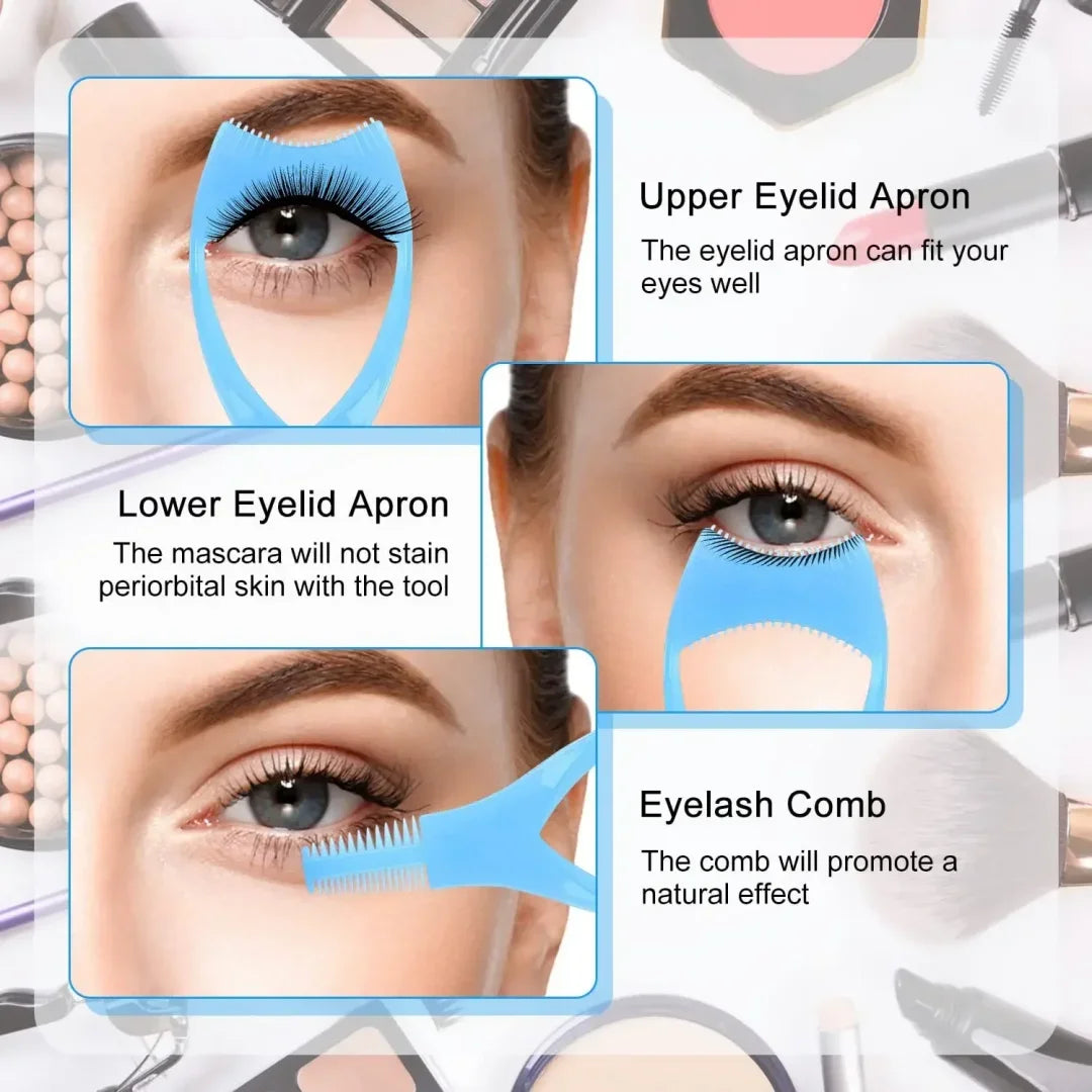 Un ensemble d'tabliers à cils bleus et un peigne à cils pour appliquer du mascara