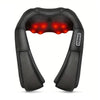 Black U-shape shiatsu massager with red heat lights for neck, back, and shoulders