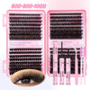 A pink kit containing lash extensions for DIY eyelash extension including false lashes and tools