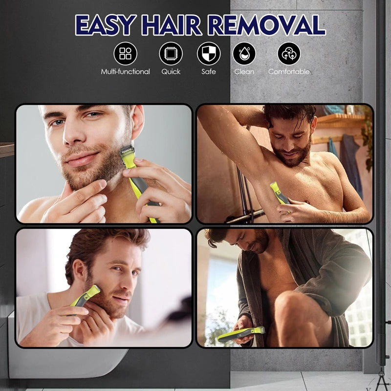 A multi-functional electric trimmer used for easy hair removal on the face and body.