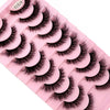 A pink plastic tray holding 10 pairs of natural look false mink eyelashes.