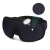 Máscara de dormir ergonómica azul oscuro en 3D con cubierta circular bloqueadora de luz.